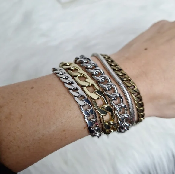 ANTHROPOLOGIE JENNY BIRD Austin Stacked Chains Cuff Bracelet NWT